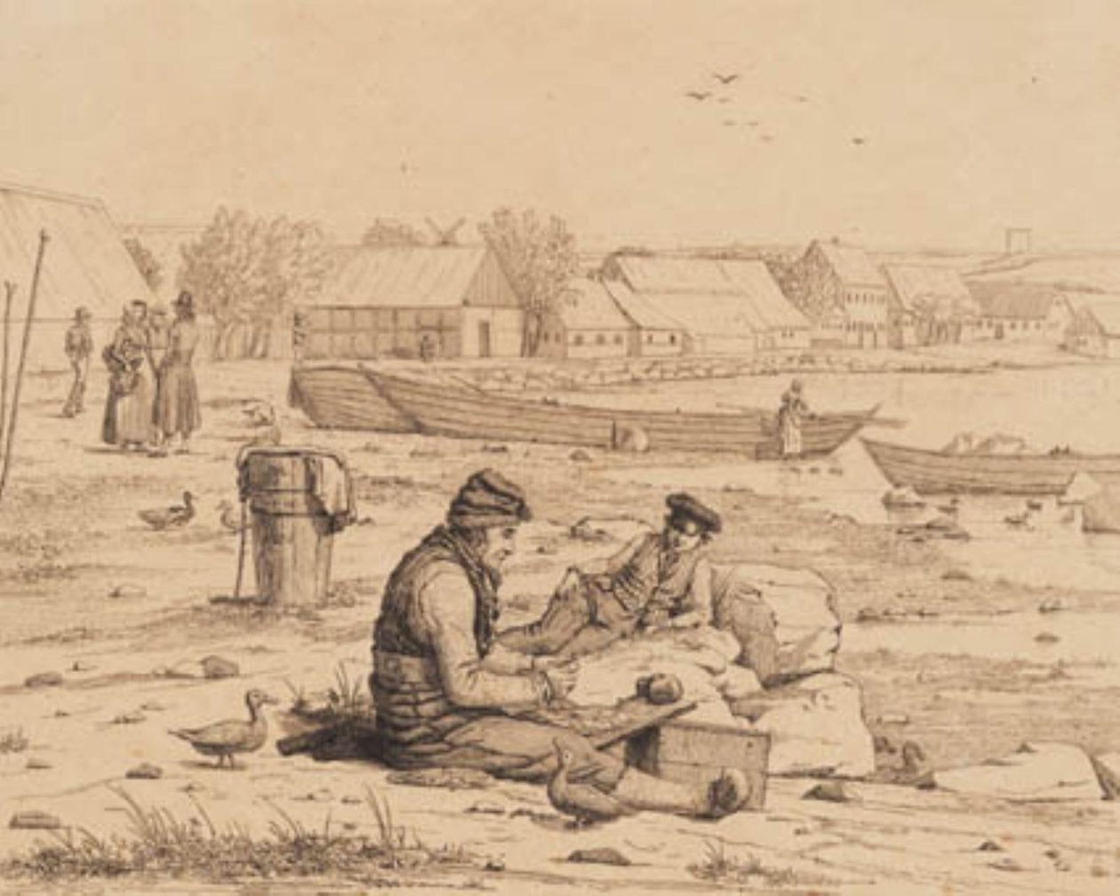 Strandstraat in Thisted. 1830 door Martinus Rørbye