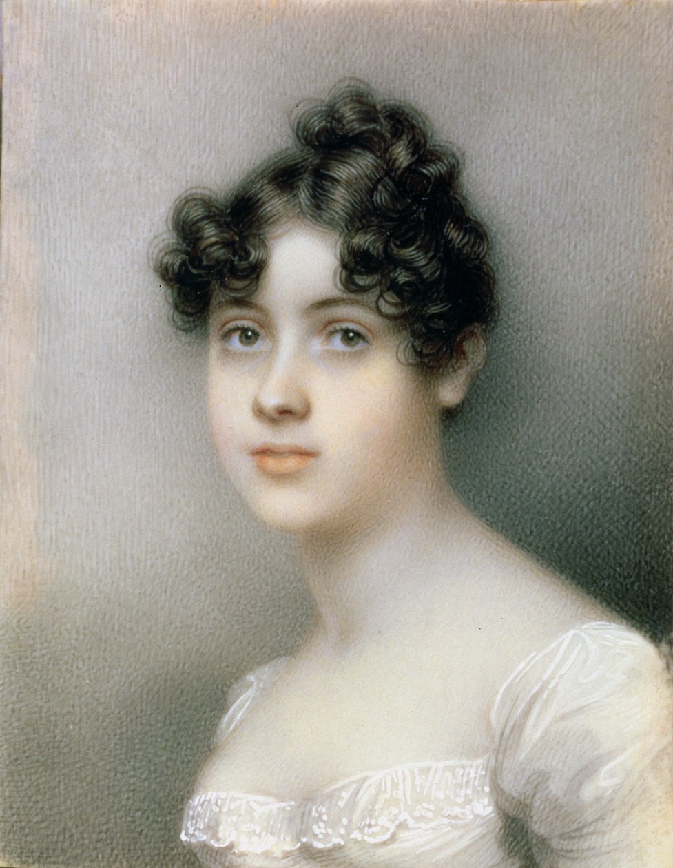Portretminiatuur van een meisje in een witte jurk, c.1815 door Mary Ann Knight