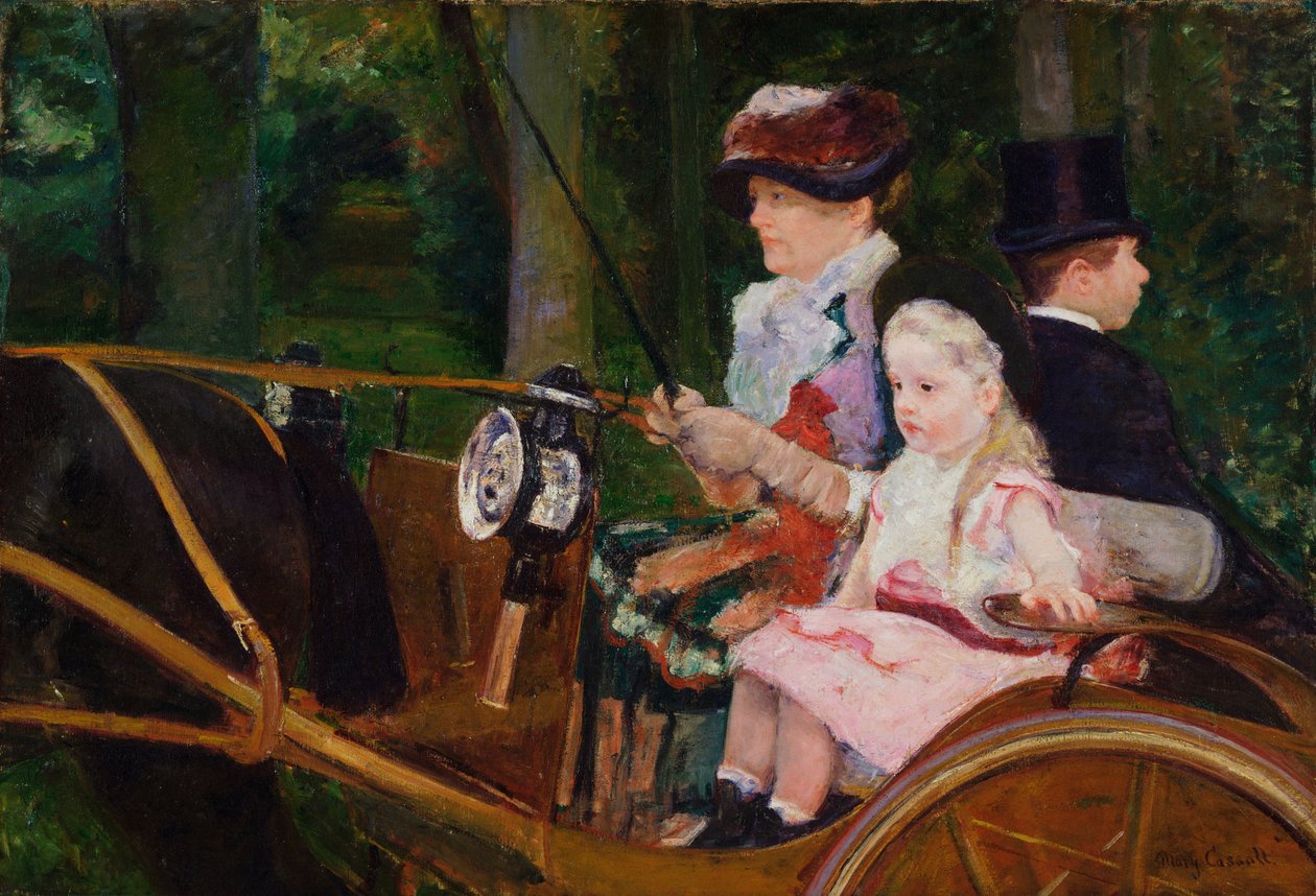 Een vrouw en een meisje rijden door Mary Cassatt