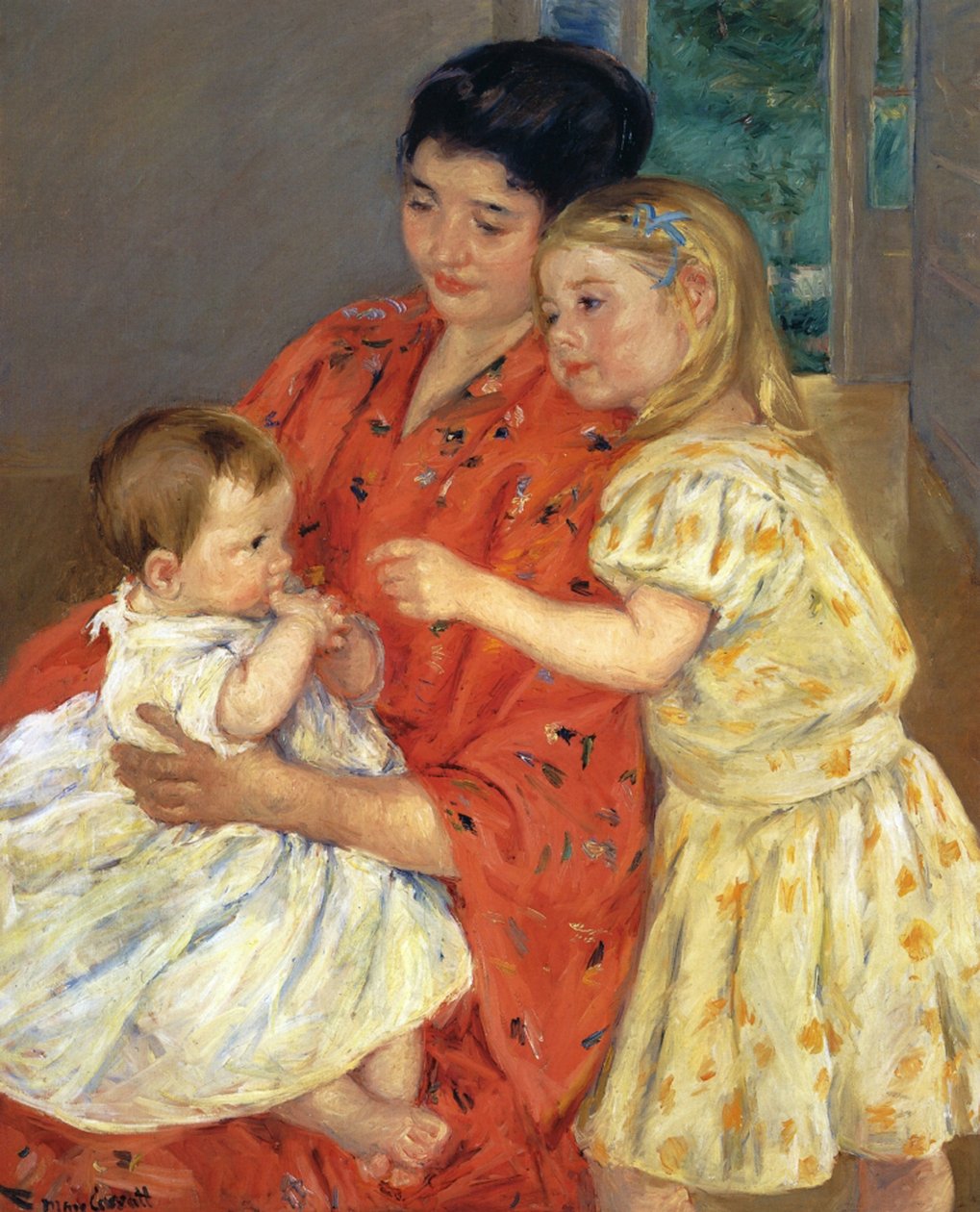 Moeder en Sarah met de baby, 1901 door Mary Cassatt