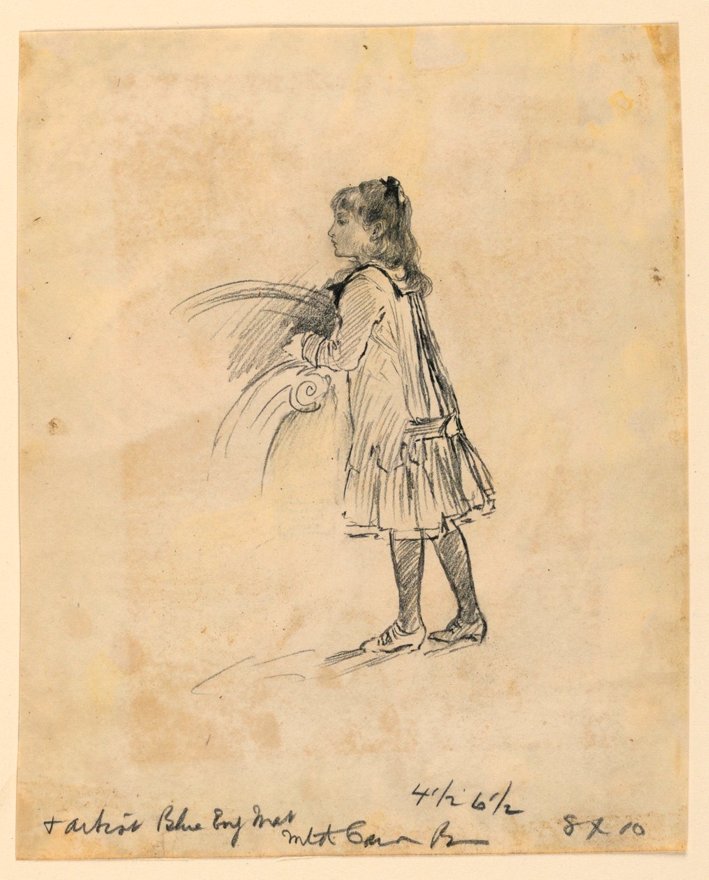 Tekening, Marian Hague als kind, 1883 door Mary A. Hallock Foote