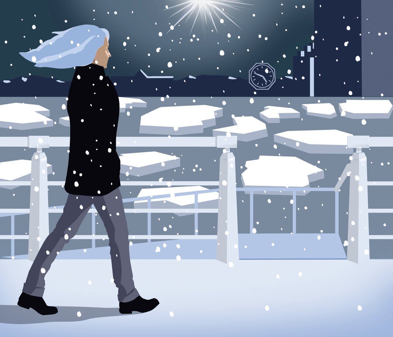 Winterwandeling langs de rivier, 2015 (digitaal) door Mary Ann Smith