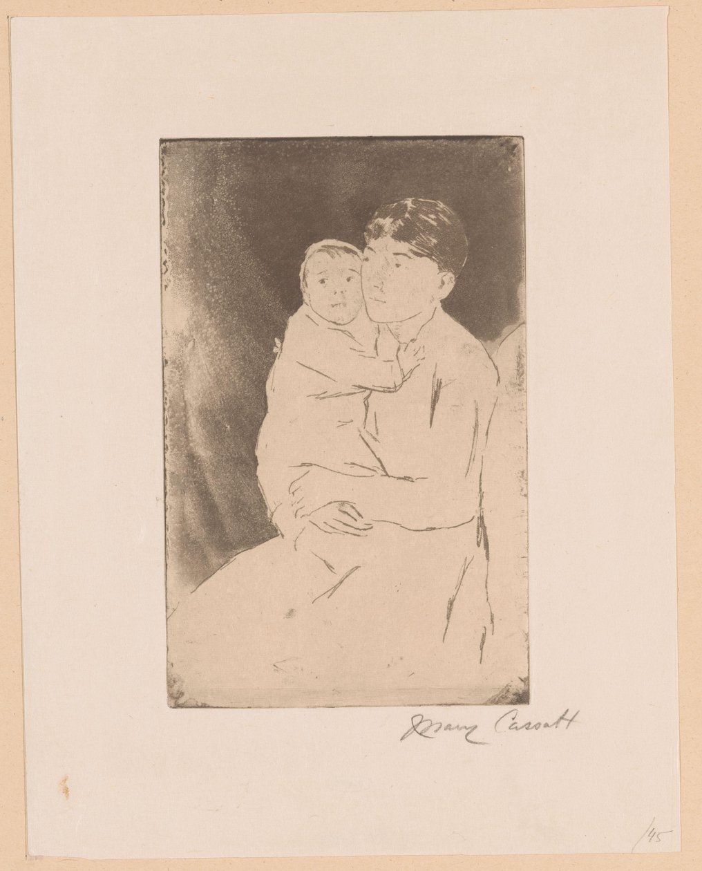 Kindermeisje en baby door Mary Cassatt (signed by artist)