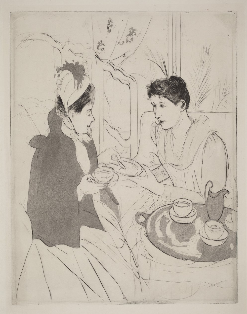 Theekransje in de middag door Mary Cassatt