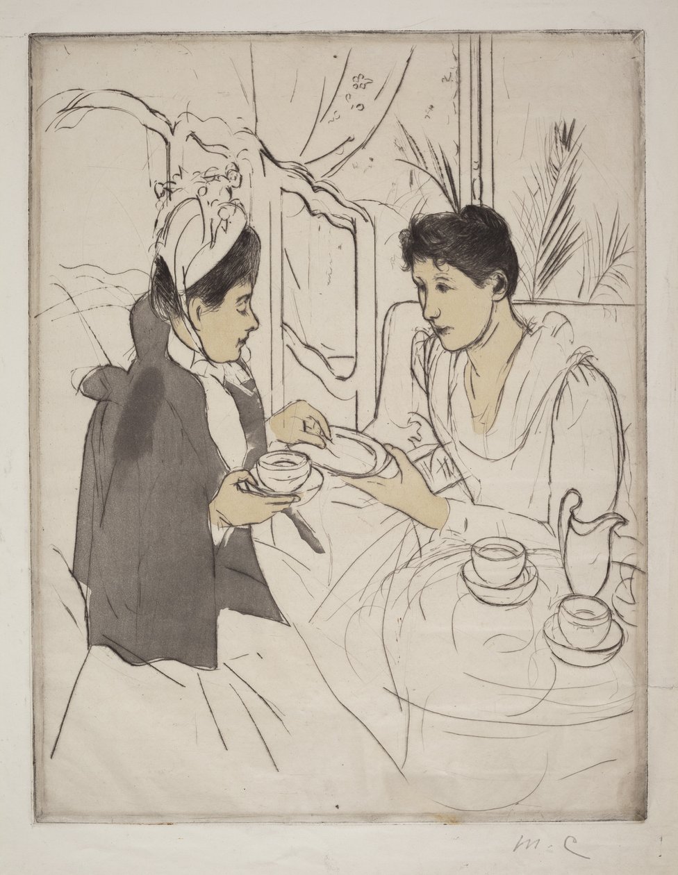Theekransje in de middag door Mary Cassatt