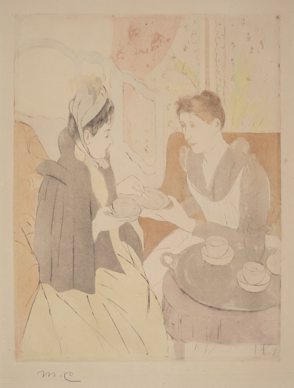 Theekransje in de middag door Mary Cassatt