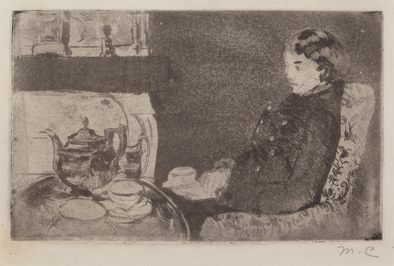 Lydia bij de middagthee door Mary Cassatt