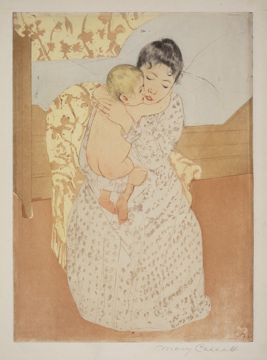 Moederlijke streling door Mary Cassatt