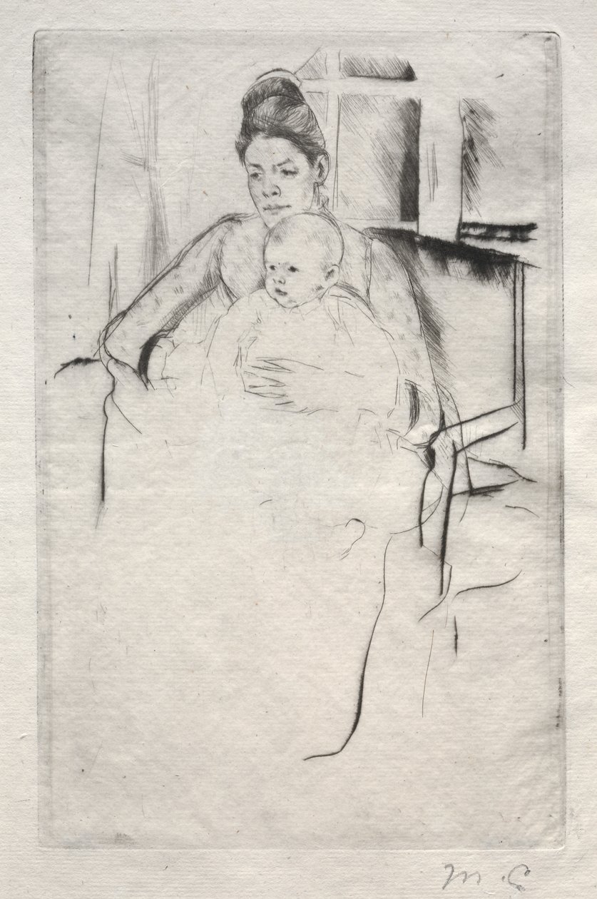 Mevrouw Gardner Cassatt en haar baby zittend bij een raam, ca. 1887 door Mary Cassatt