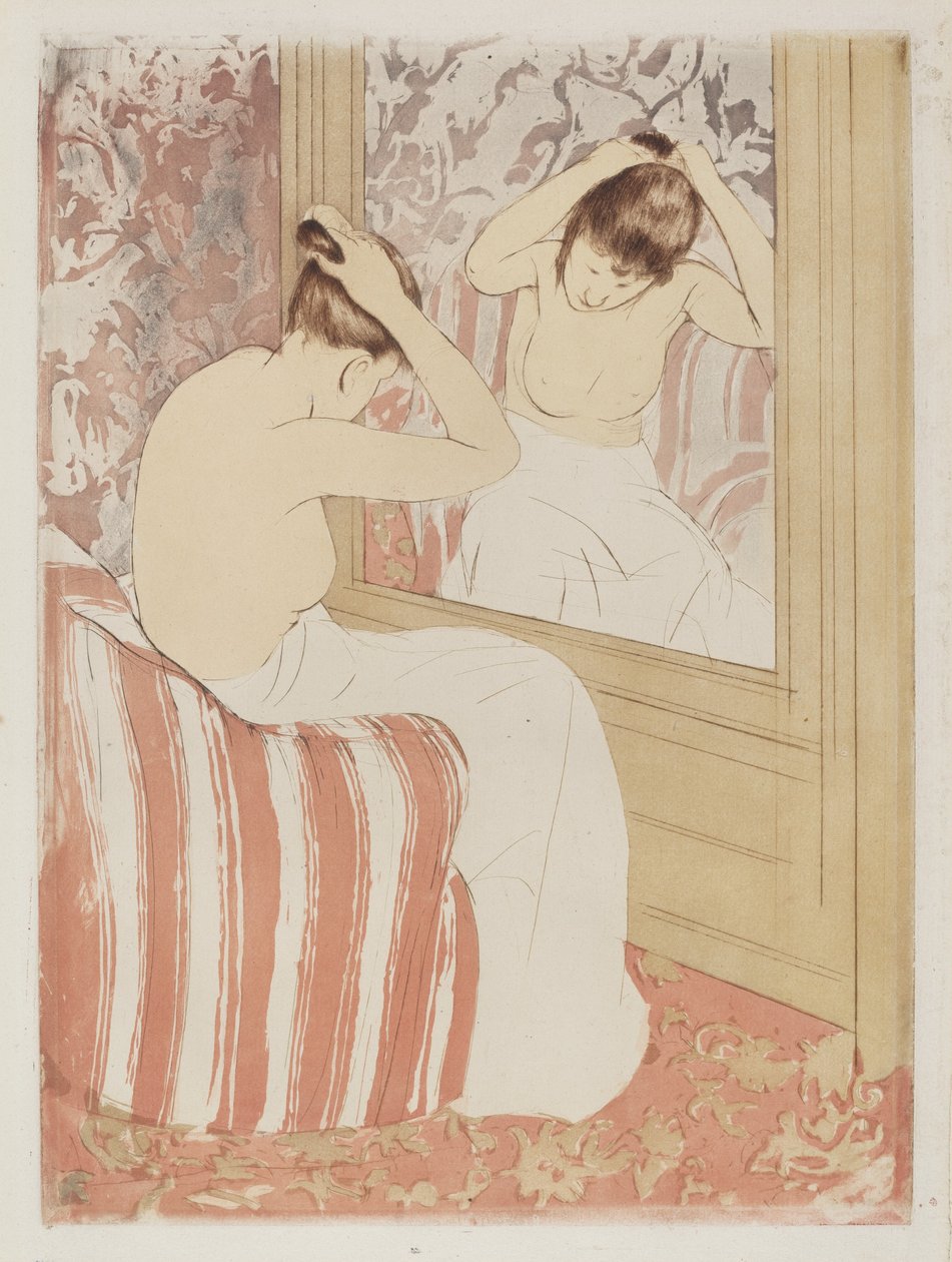 Het kapsel, 1890-1891 door Mary Cassatt