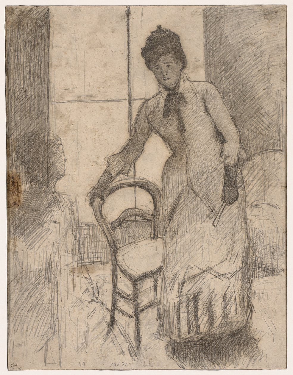 De Bezoeker recto, De Bezoeker verso, ca 1881 door Mary Cassatt