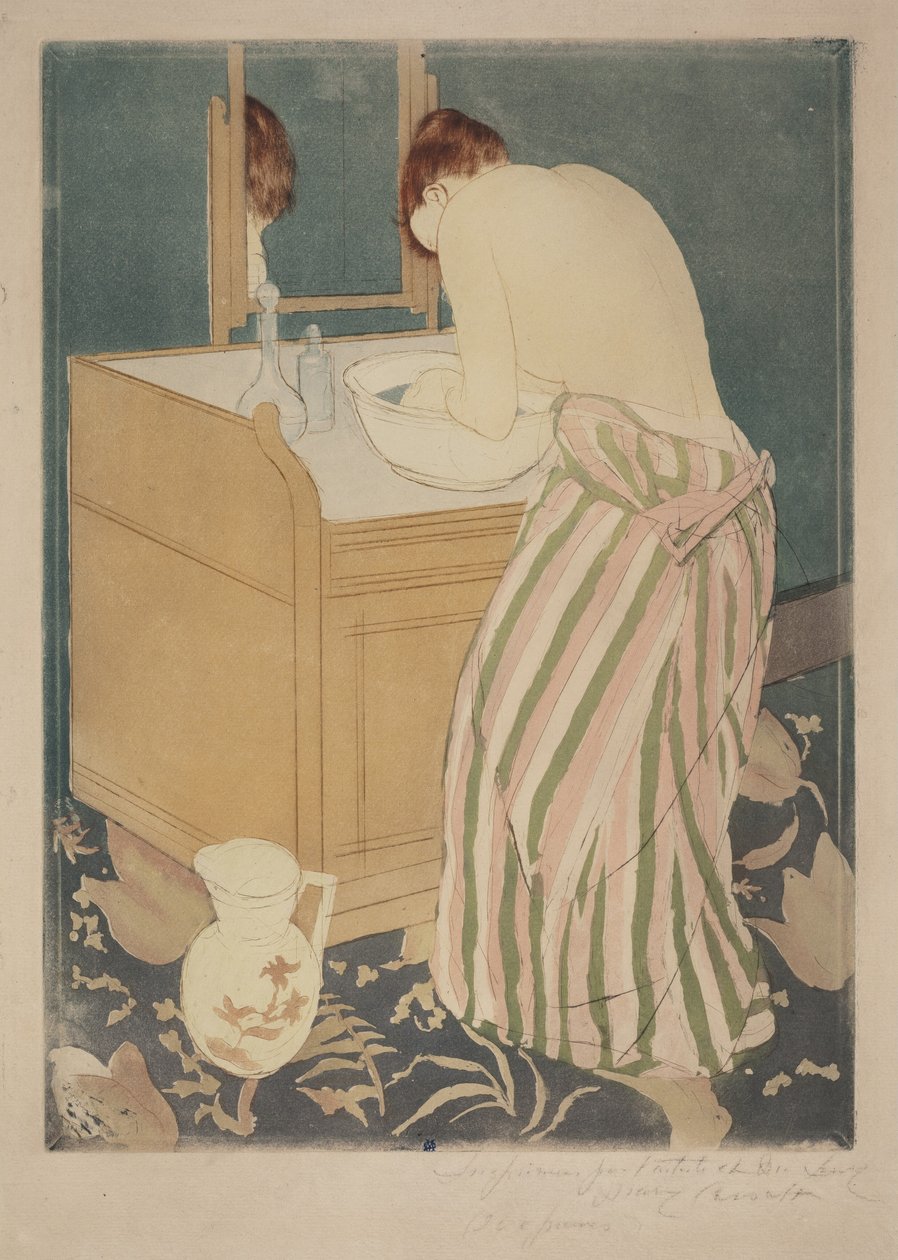 Badende vrouw door Mary Cassatt