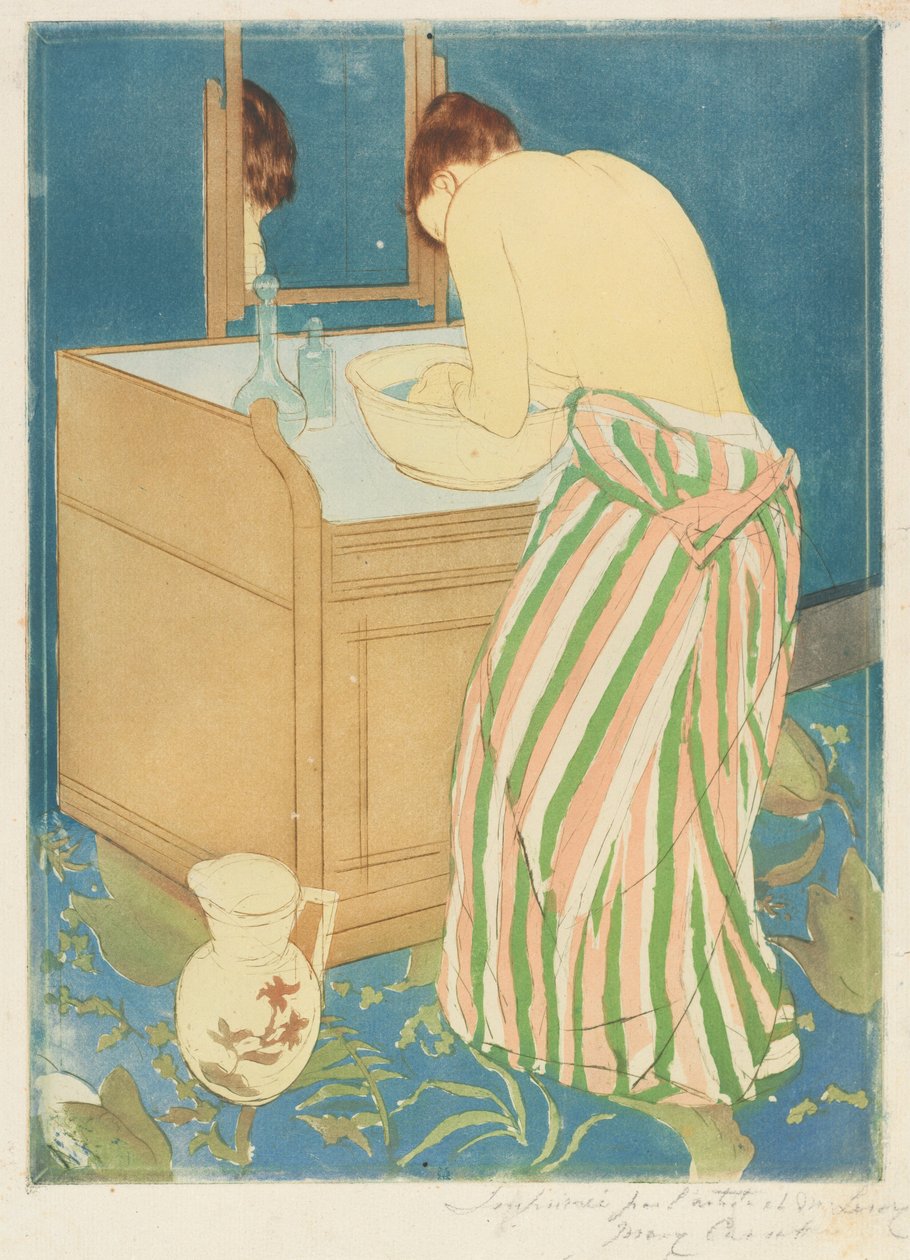 Badende vrouw door Mary Cassatt