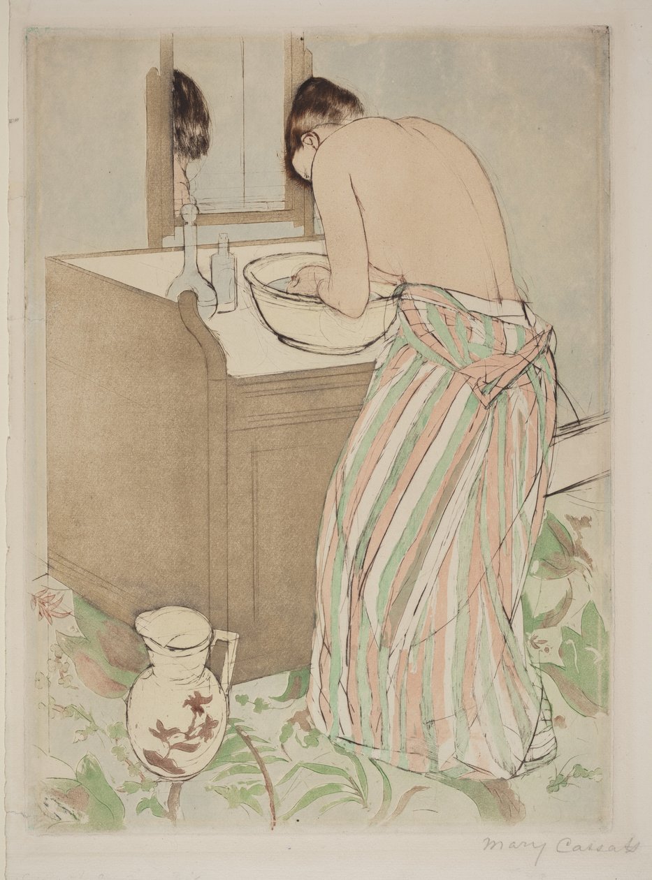 Badende vrouw door Mary Cassatt