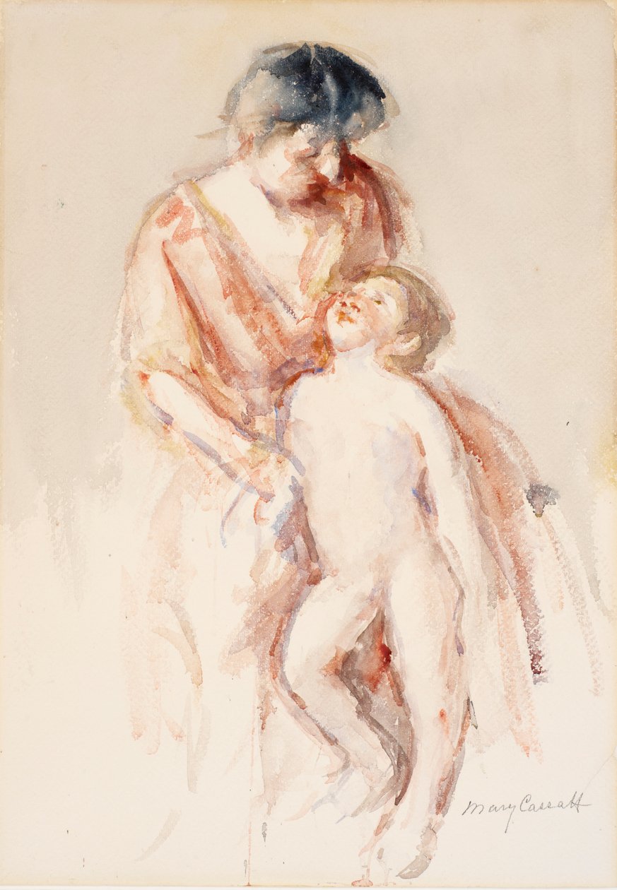 Vrouw met Naakte Jongen aan Haar Linkerkant door Mary Cassatt