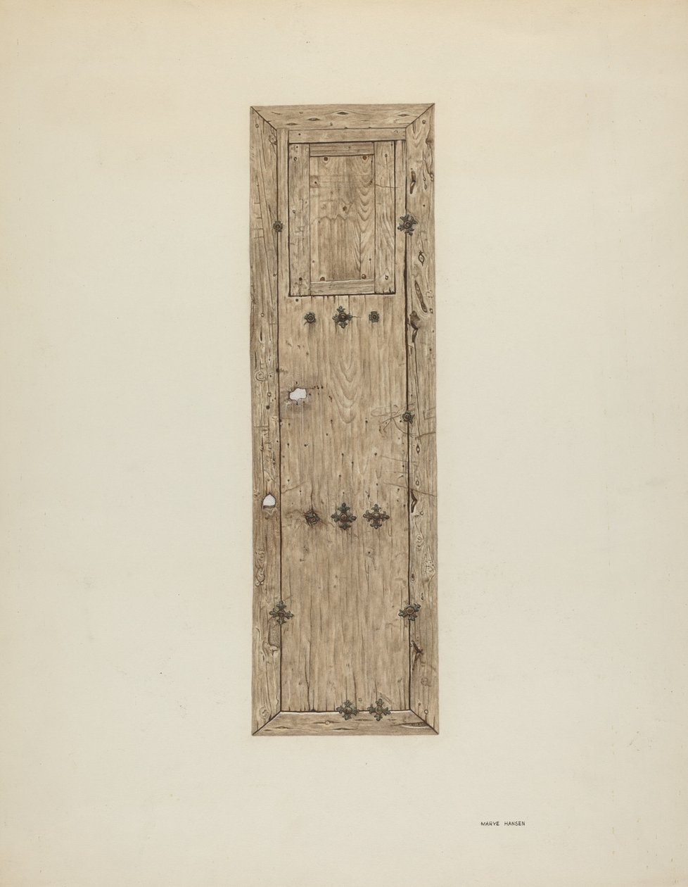 Met Koper Bezaaide Deur Een van een Paar, c. 1939 door Mary Hansen