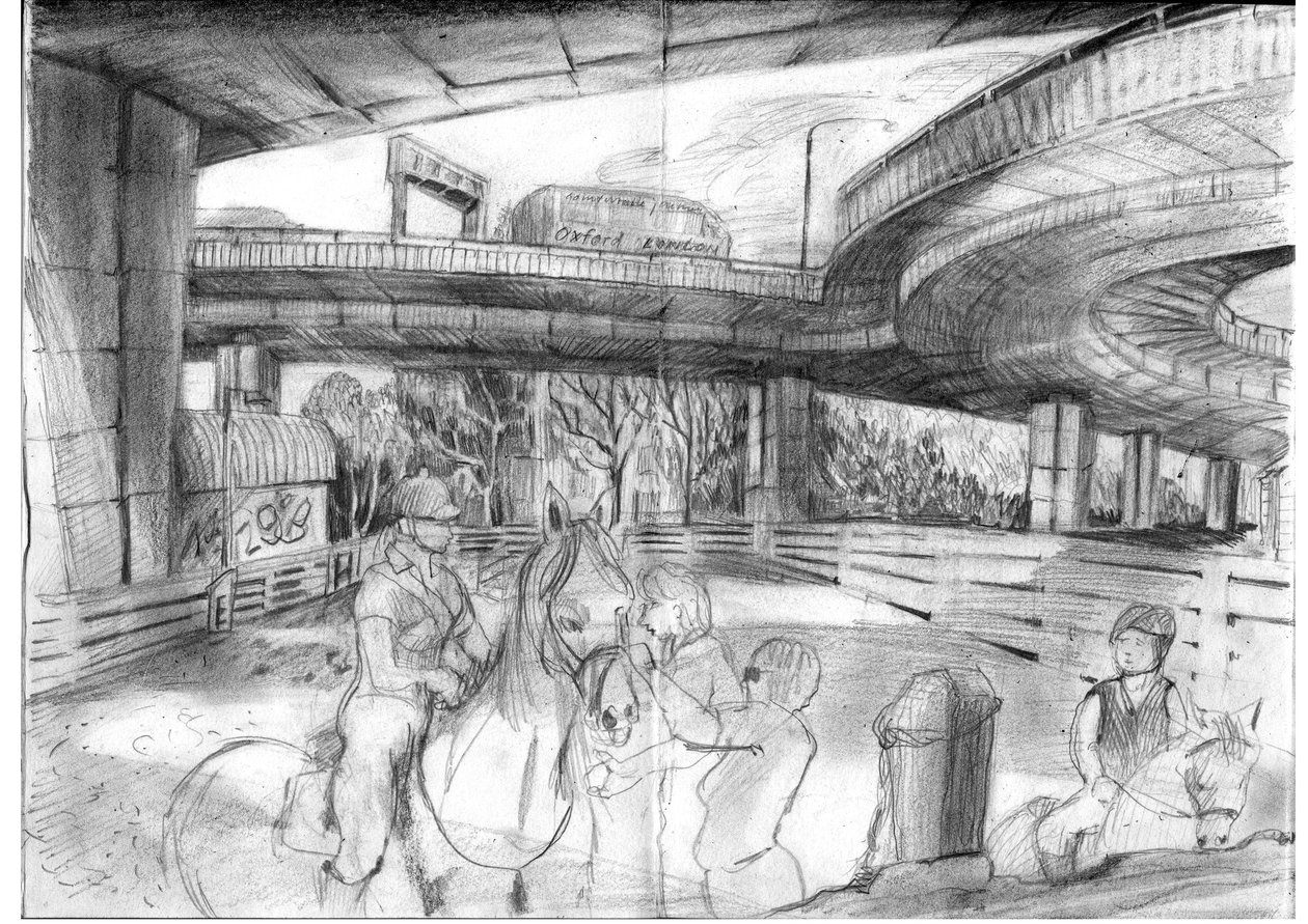 Paardrijden onder de Westway door Mary Kuper