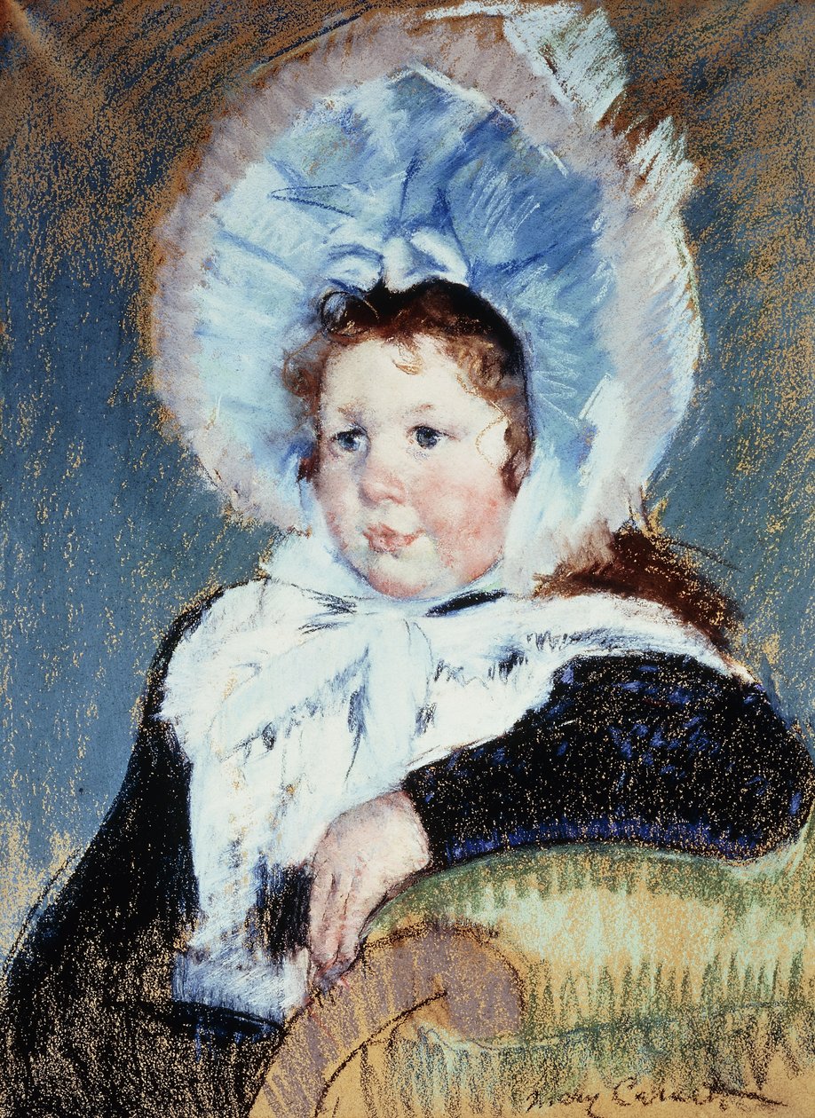 Dorothy in een zeer grote hoed en een donkere jas door Mary Cassatt