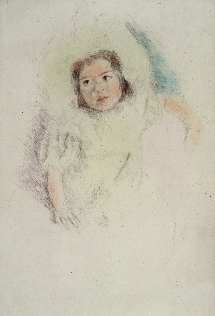 Margot met een hoedje door Mary Stevenson Cassatt