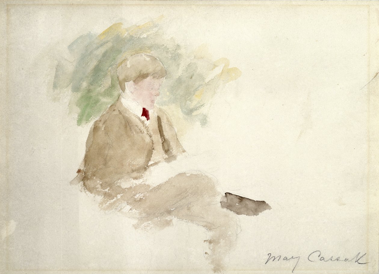 Studie van een jongen (aquarel) door Mary Stevenson Cassatt