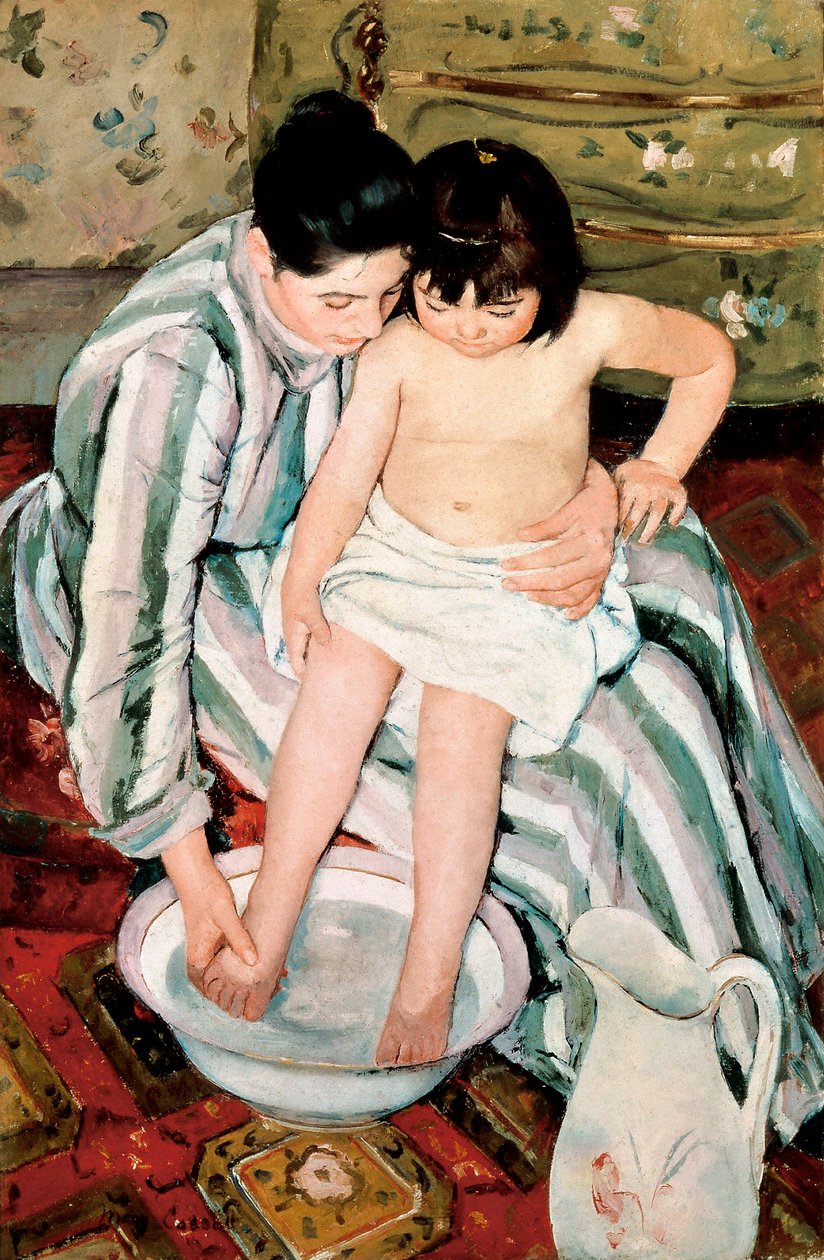 Het bad van het kind door Mary Stevenson Cassatt