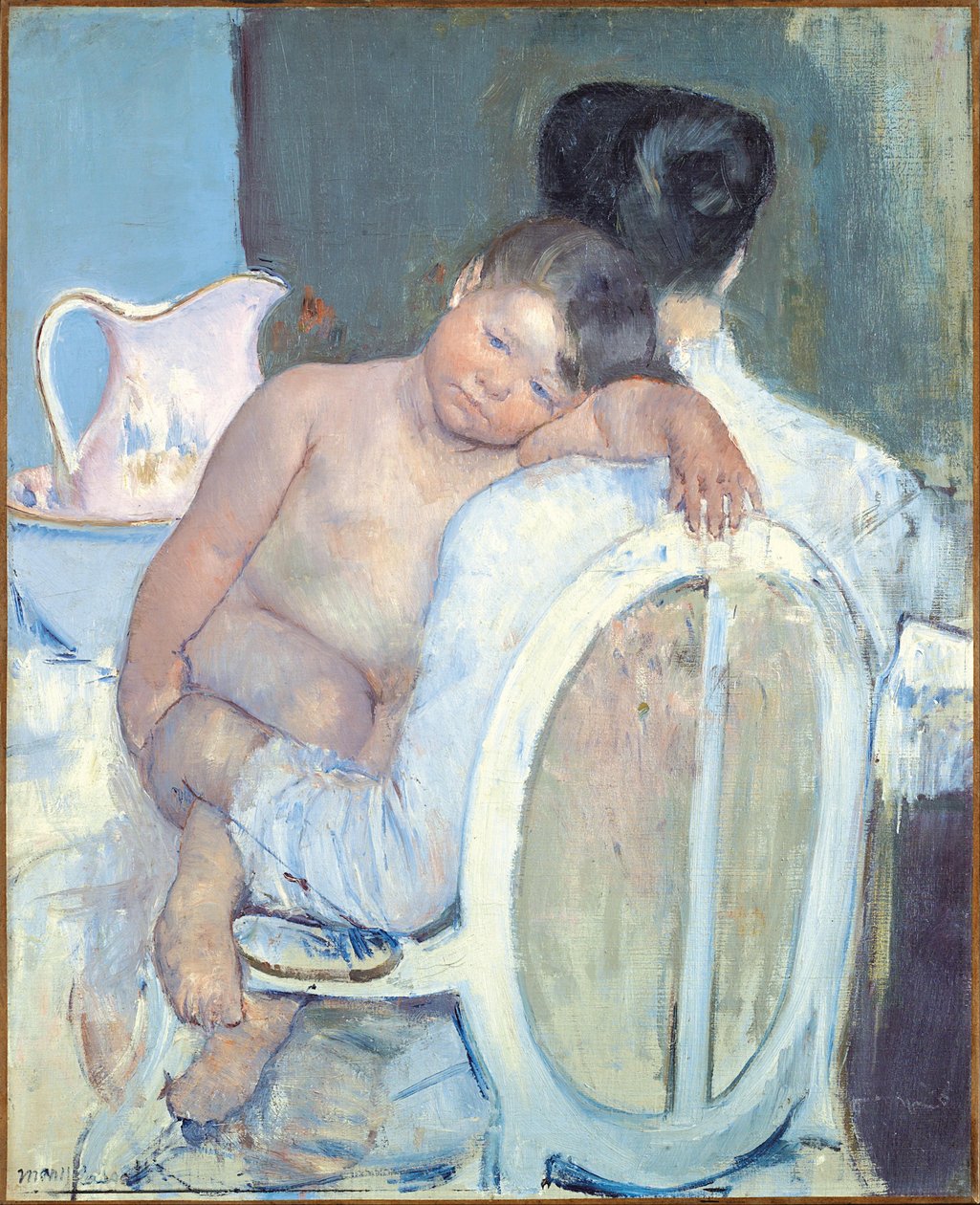 Vrouw zittend met een kind in haar armen, ca. 1890 door Mary Cassatt