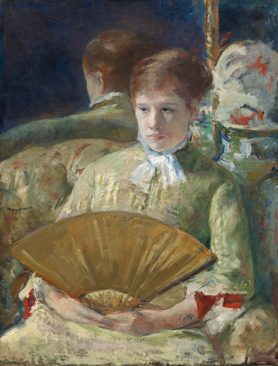 Vrouw met waaier, ca. 1878-1879 (olieverf op doek) door Mary Stevenson Cassatt