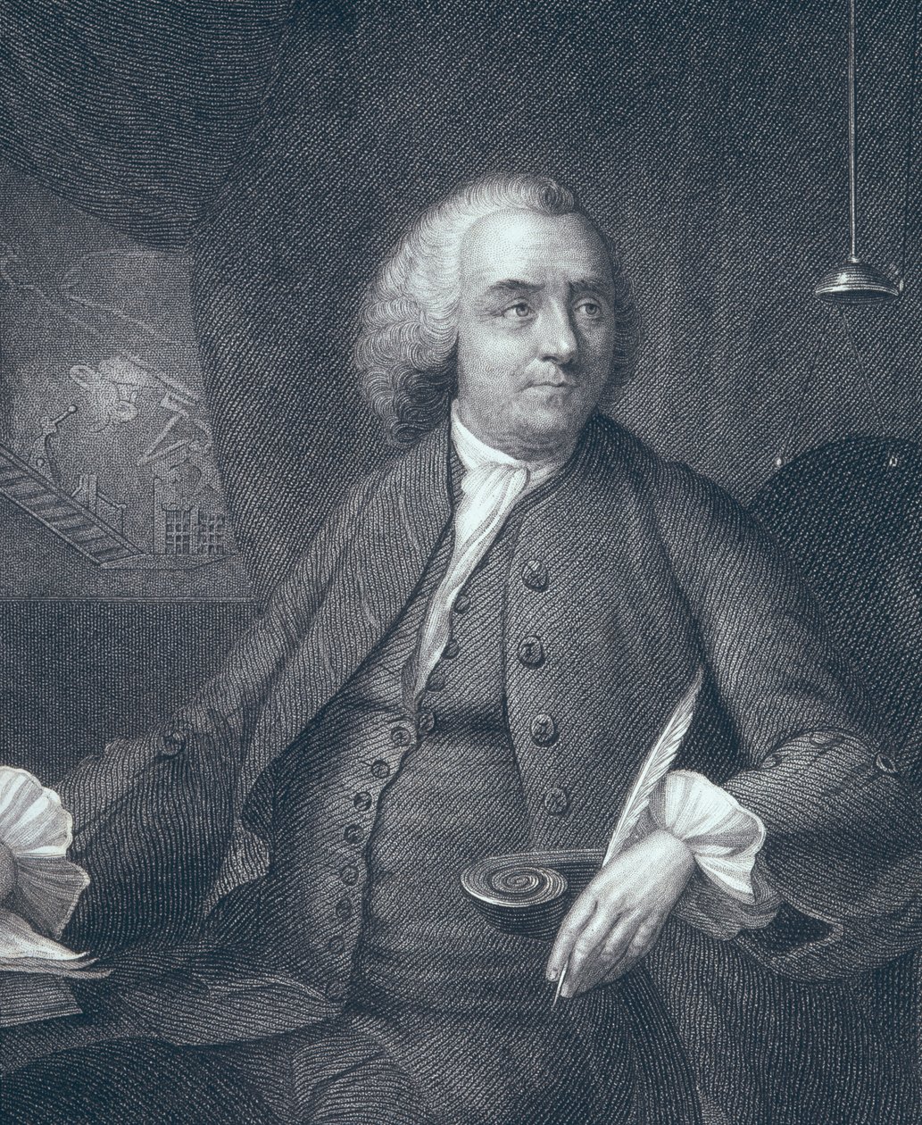 Portret van Benjamin Franklin, gegraveerd door Edward Fisher door Mason Chamberlin