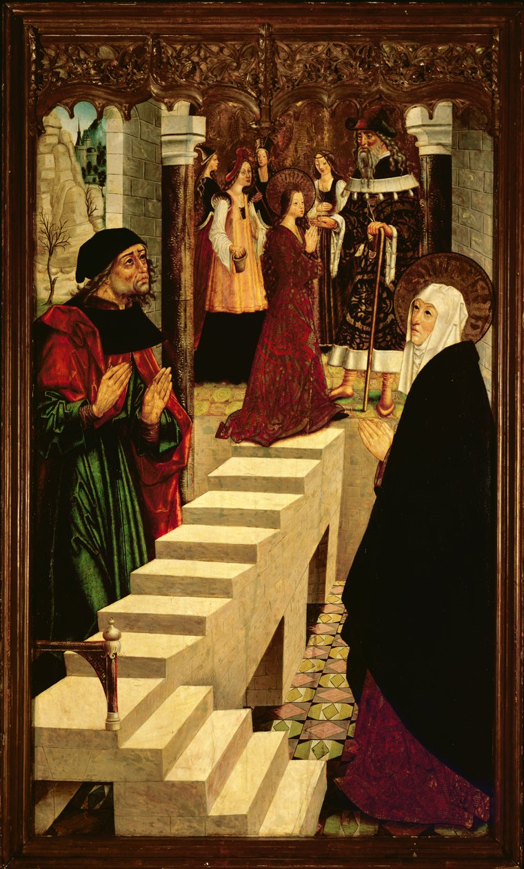 De presentatie van de Maagd Maria in de tempel, ca. 1500 door Master of Budapest
