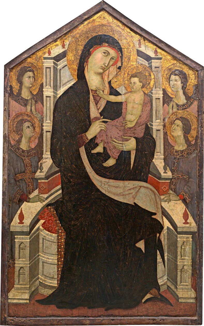 Maestà (Madonna en Kind met vier engelen) door Master of Citta di Castello