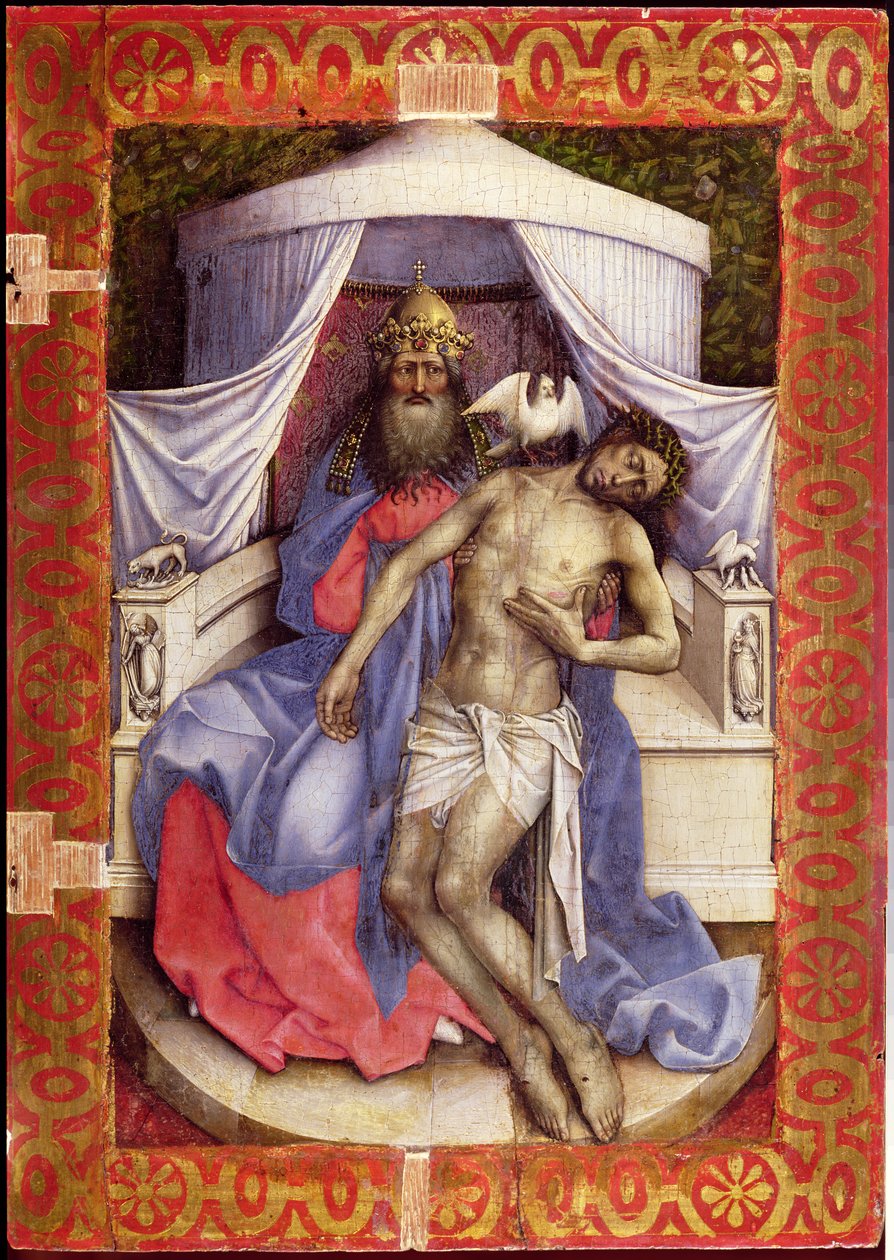 Rouwende Drie-eenheid (Troon van God) door Master of Flémalle