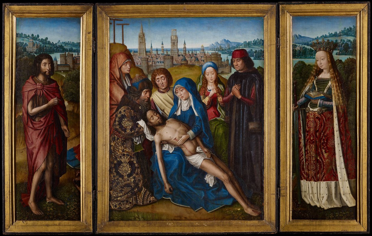 Rouw met Sint Johannes de Doper en Sint Catharina van Alexandrië door Master of Legend of Saint the Lucy