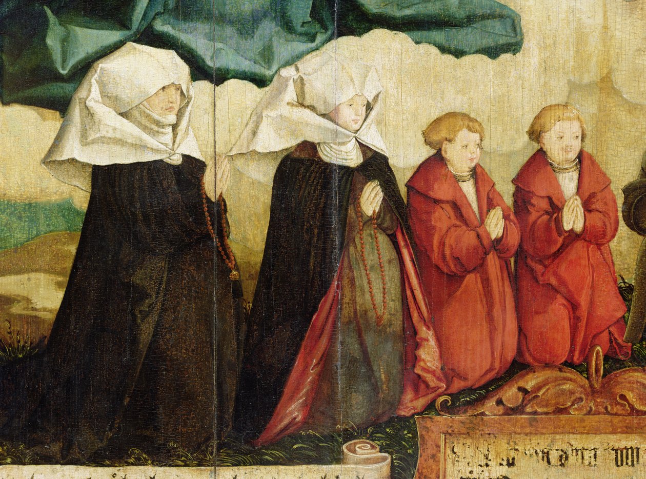 Knielende aanbidders (detail) door Master of Messkirch