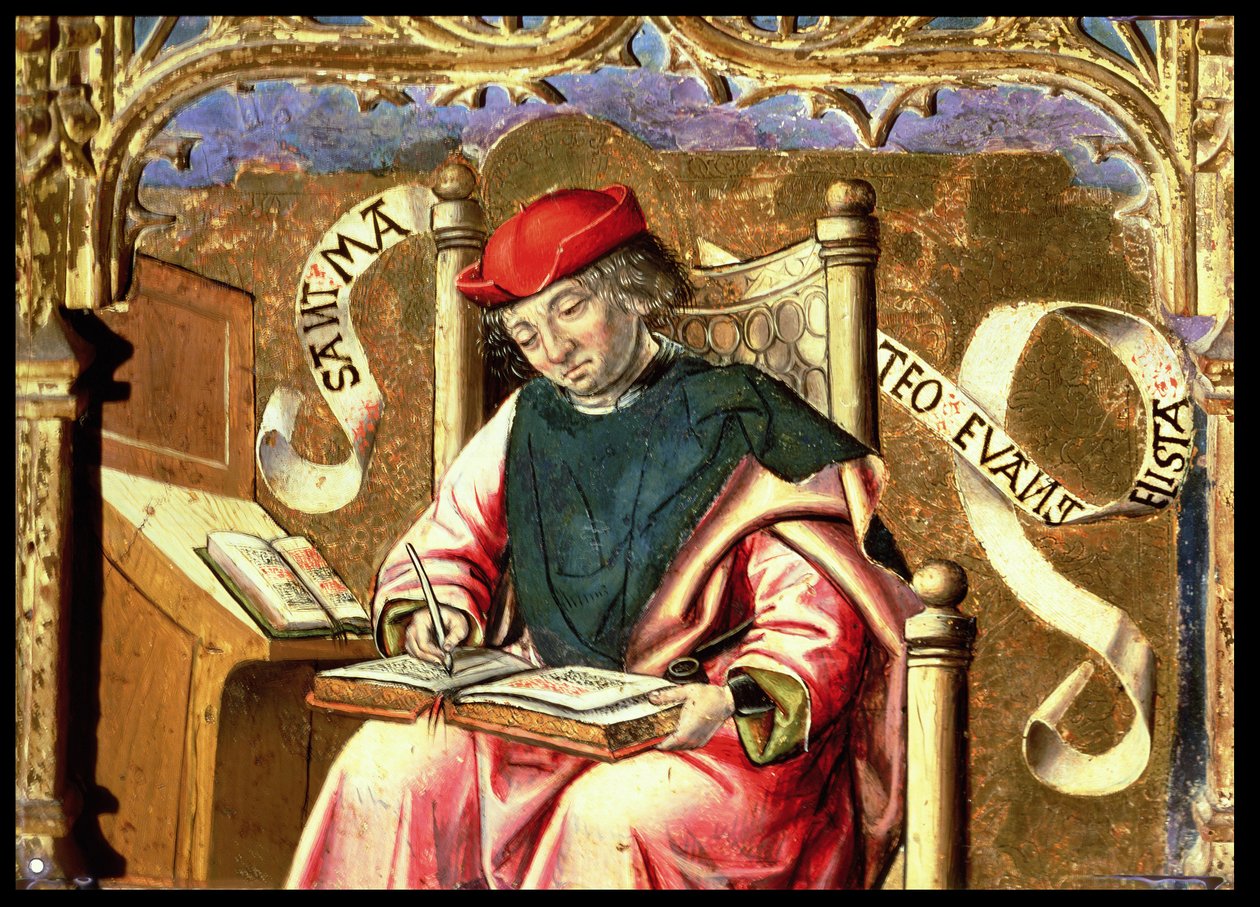St. Mattheüs: Detail van altaarstuk door Master of Paredes