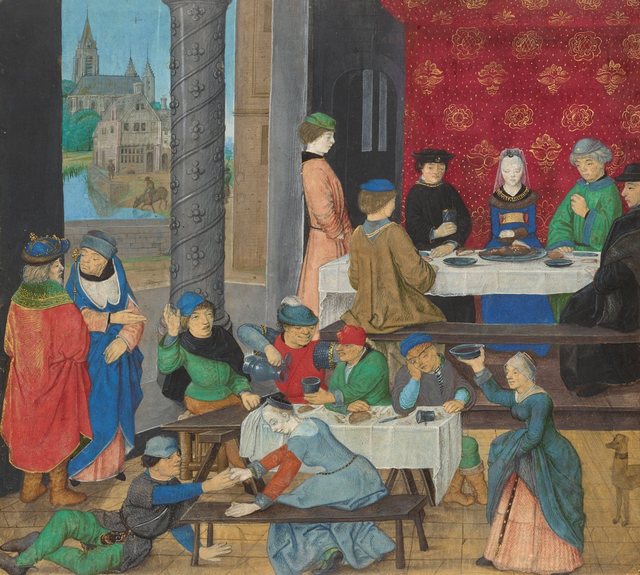 De gematigde en de onmatige, ca. 1475-80 door Master of the Dresden Prayer Book