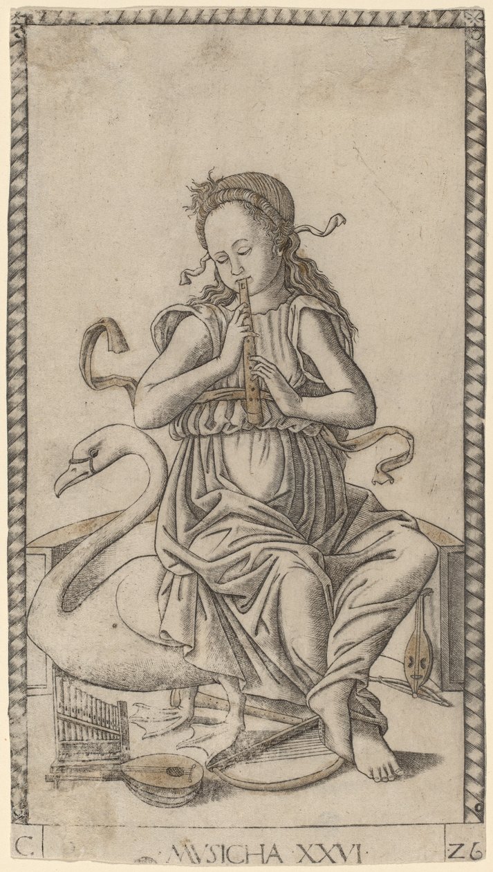 Musicha (Muziek) c.1465 door Master of the E Series Tarocchi