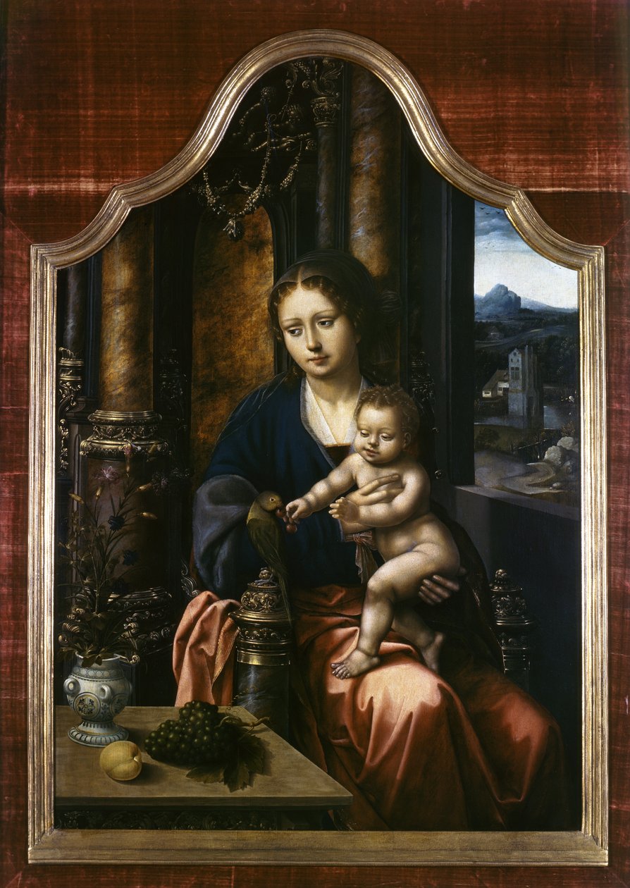 Madonna en Kind door Master of the Parrot