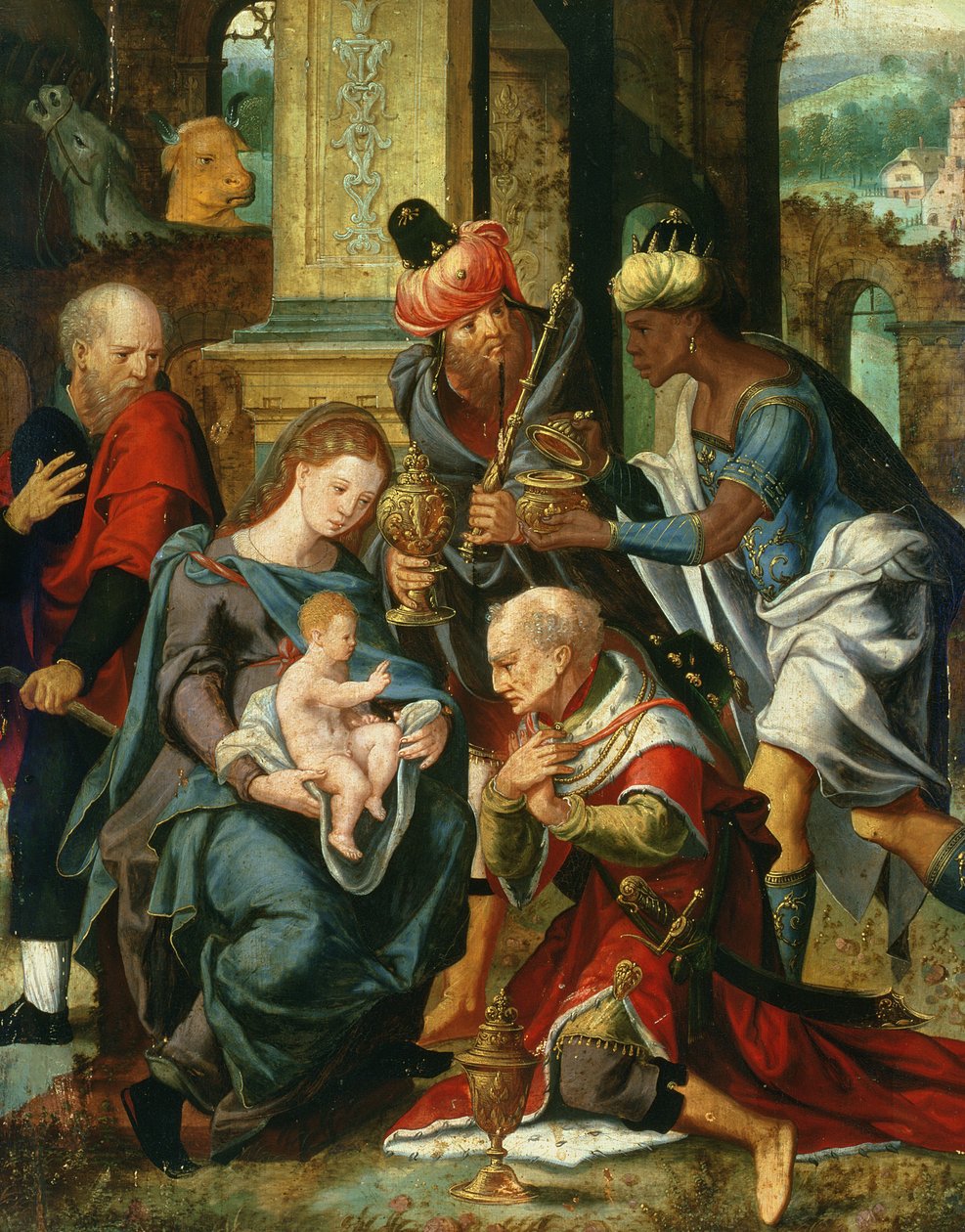 De aanbidding der wijzen, 1530 door Master of the Prodigal Son