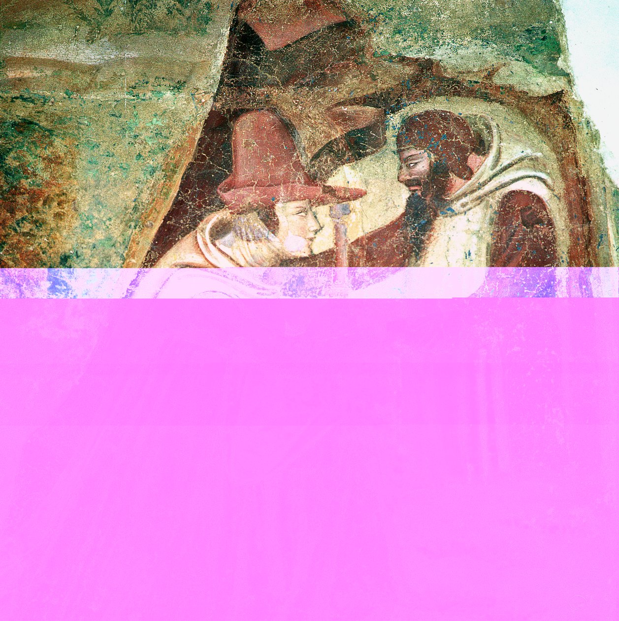 Pelgrim met een Monnik, 1360-1370 door Master of the Triumph of Death