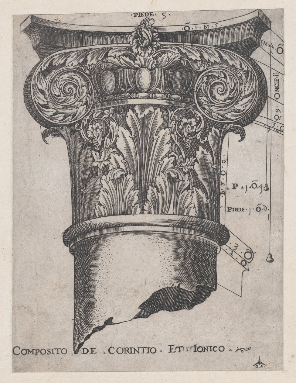 Speculum Romanae Magnificentiae: Composiet van Korinthisch en Ionisch, ca. 1537 door Master GA