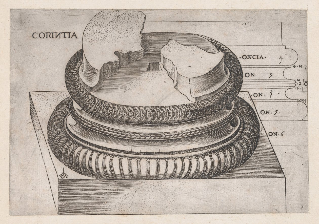 Speculum Romanae Magnificentiae: Korinthische basis van de Tempel van Mars Ultor, Rome door Master GA