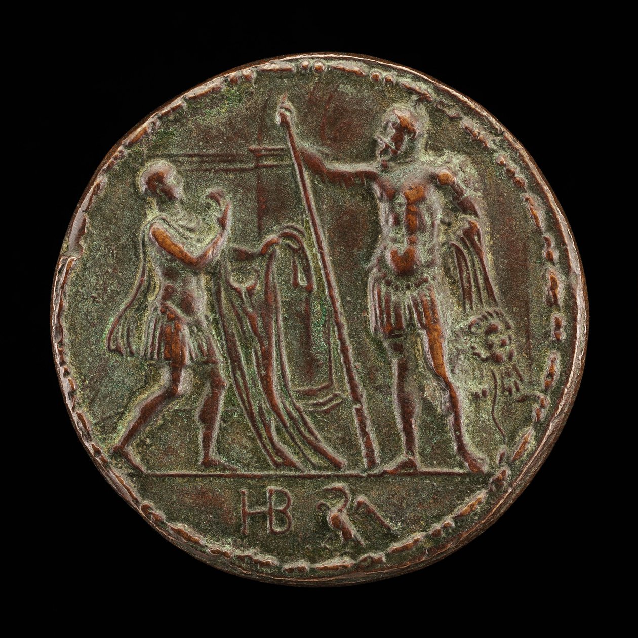 Een boodschapper brengt Hercules het hemd van Nessus [achterkant], ca. 1525-1550 door Master HB
