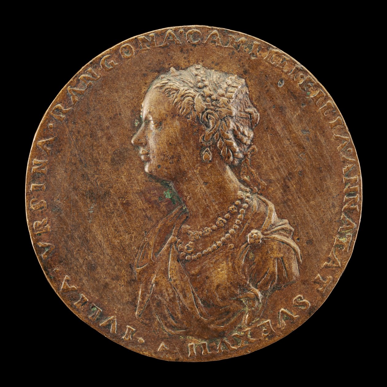 Guilia Orsini, 1537-1598, Vrouw van Baldossare Rangoni ca. 1554 [voorzijde], 1554 door Master IAC. URB.