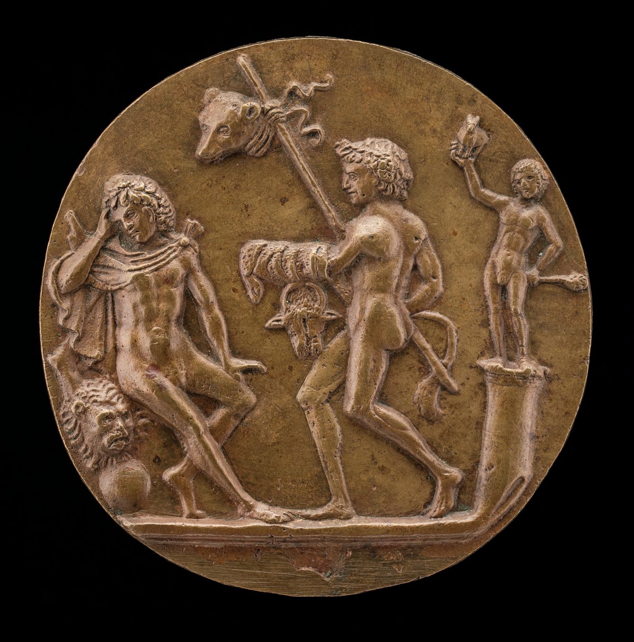 Hercules met Bacchische Figuren, tweede helft 15e eeuw door Master IO.FF.