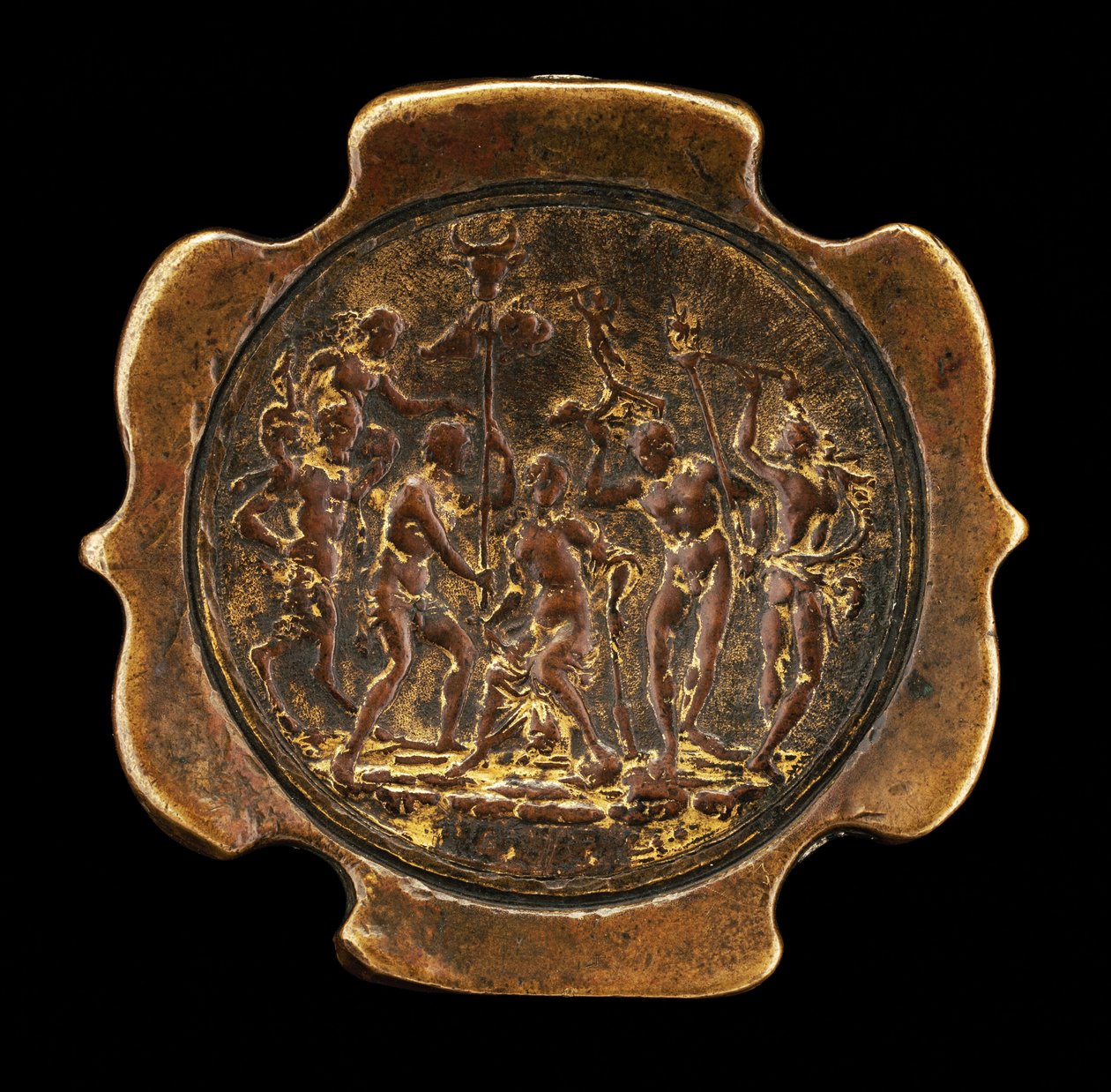 Zwaardknop met ingelegde plaquette van Ariadne [bevestigd aan de achterkant van de knop], tweede helft 15e eeuw door Master IO.FF.
