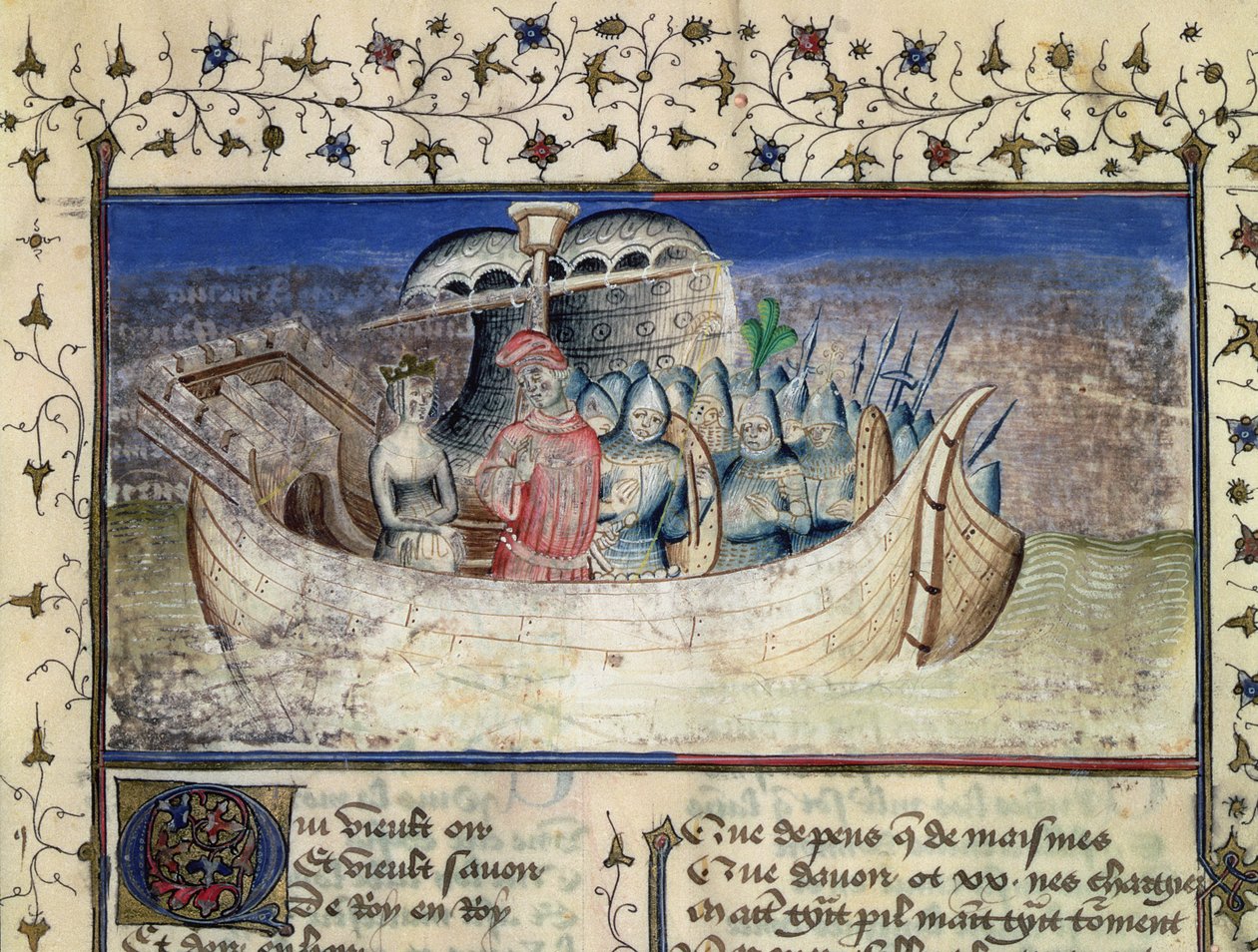 Brutus de Trojaan Vertrekt naar Groot-Brittannië, uit De Geschiedenis van de Koningen van Groot-Brittannië door Geoffrey van Monmouth (1100-54) door Master Wistace
