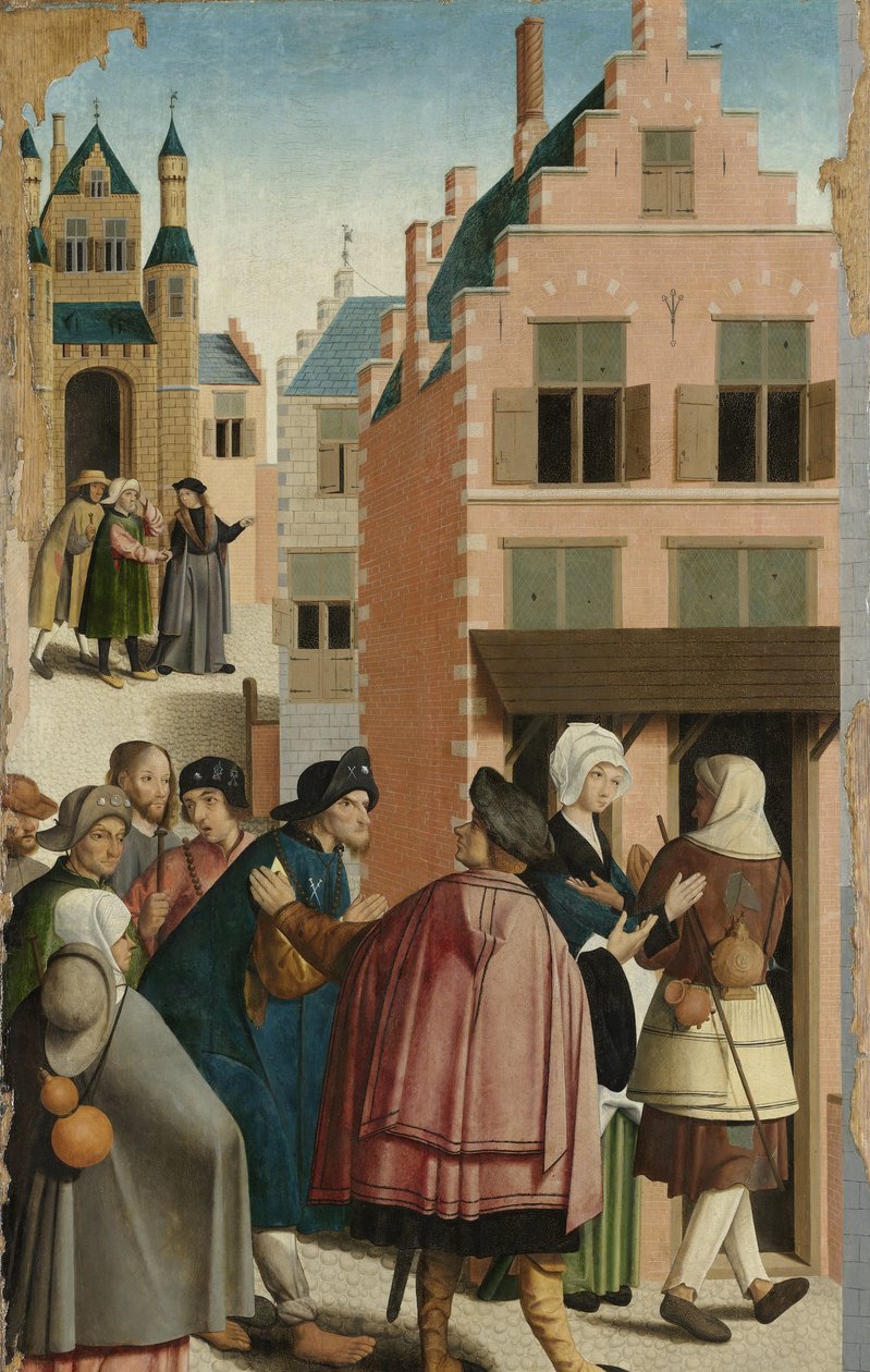 De zeven werken van barmhartigheid door Master of Alkmaar