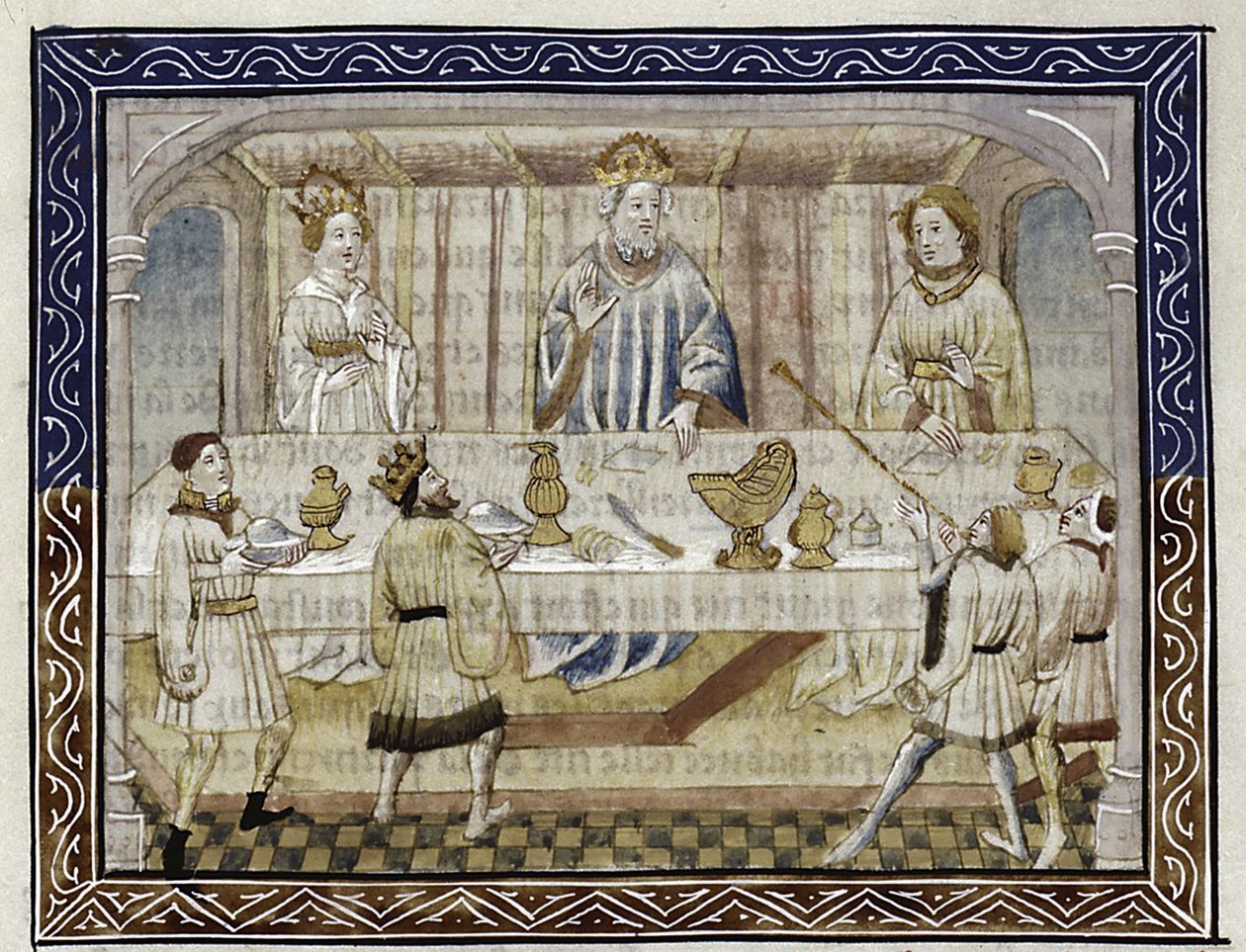 Caesar Augustus, zijn vrouw en zoon aan tafel Uit: Jean Hayton, Fleur des histoires de la terre d