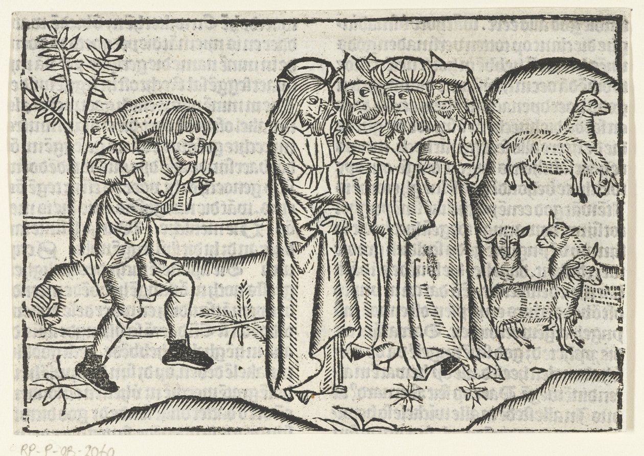 Parabel van het verloren schaap door Master of Delft (attributed to)