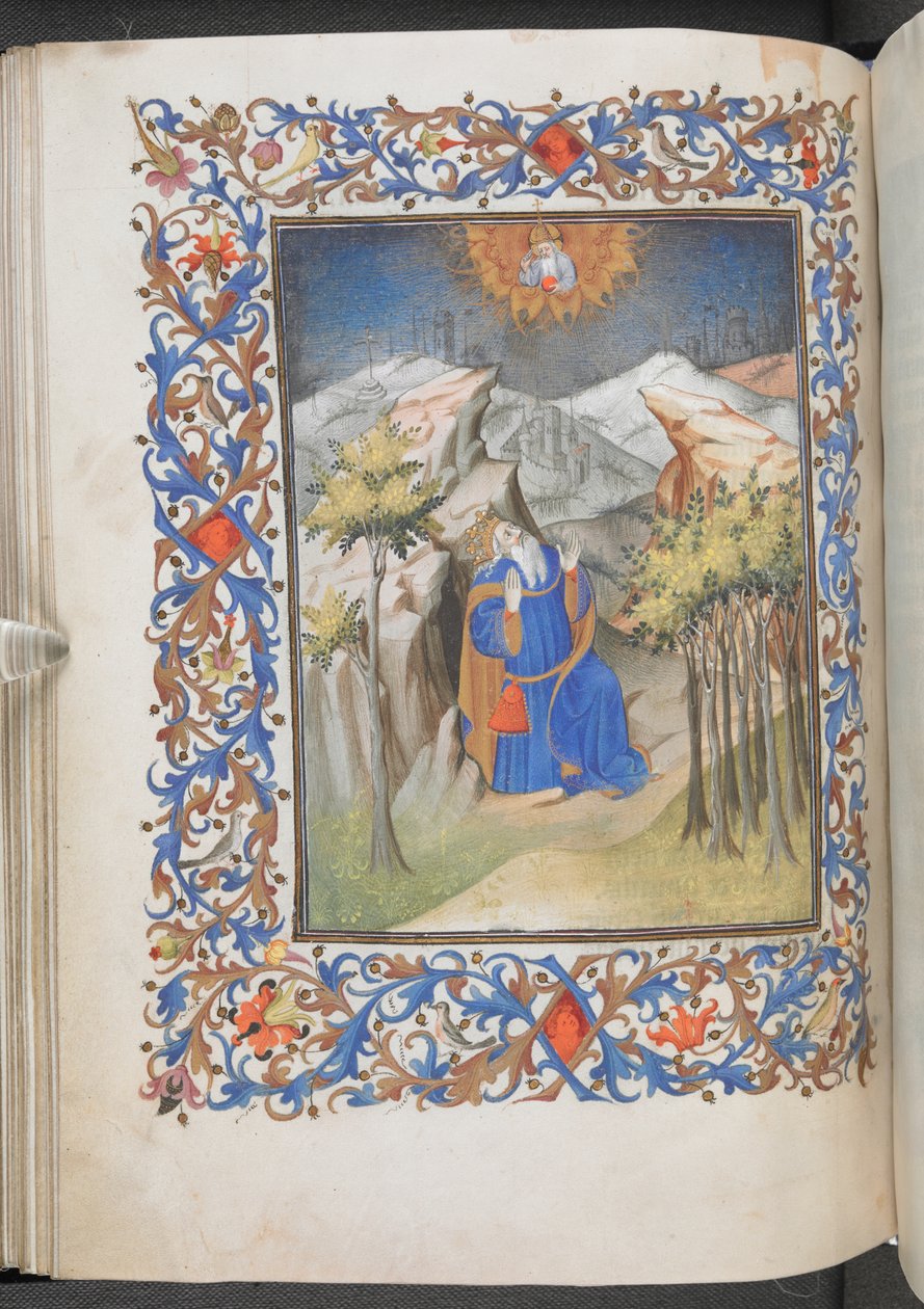 David in gebed, Anjou Hours, Egerton 1070, f.44v door Master of Egerton